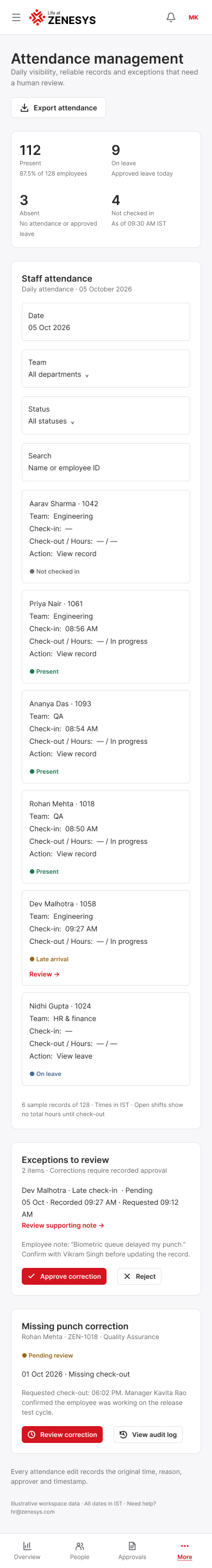 Attendance management — Mobile